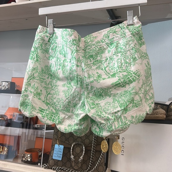 Lilly Pulitzer Toile Buttercup Scalloped Shorts Size 0 - Picture 6 of 6